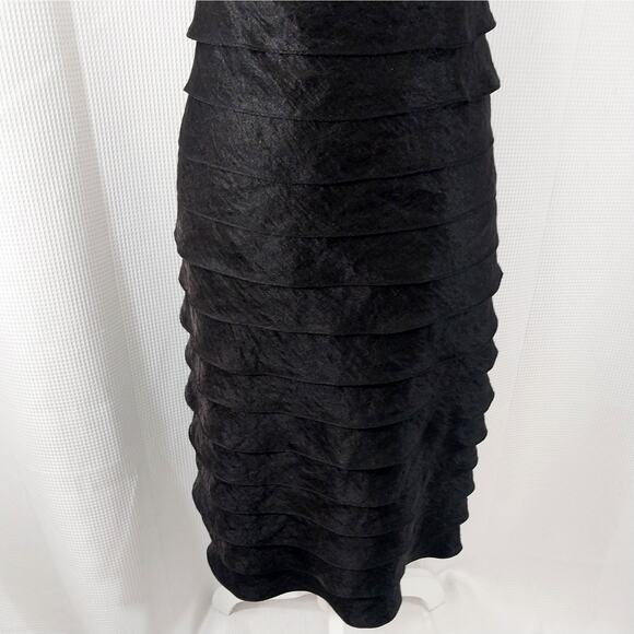 JESSICA HOWARD! CREAM OVER BLACK PETIT-RUFFLED/LAYERED MIDI DRESS! SZ 8 - Picture 4 of 8